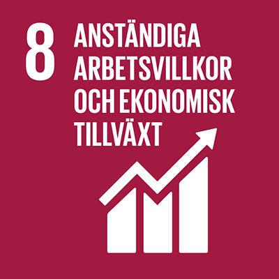 Ikon för Globala målen nummer 18: Anständiga arbetsvillkor och ekonomisk tillväxt